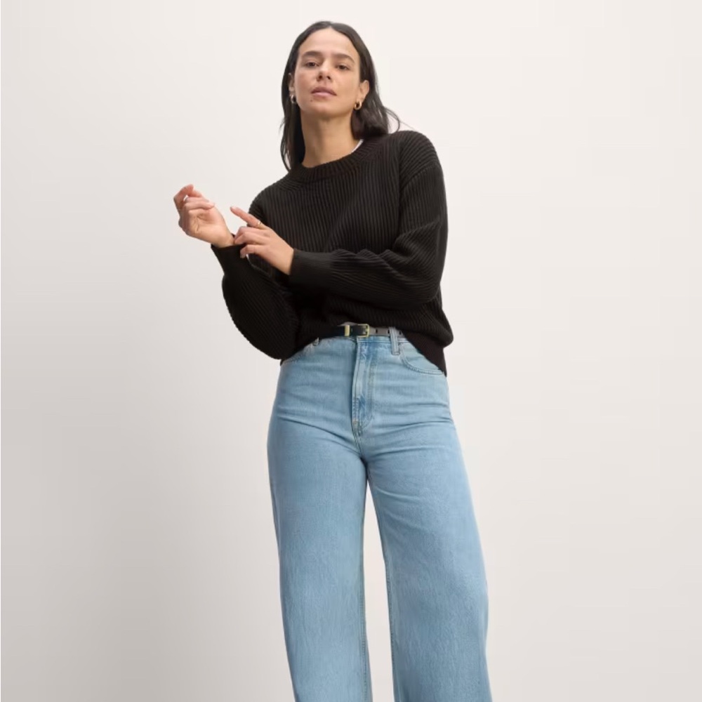 EVERLANE The Cocoon Crew in Everyday Cotton black Small NWT 100% organic cotton
